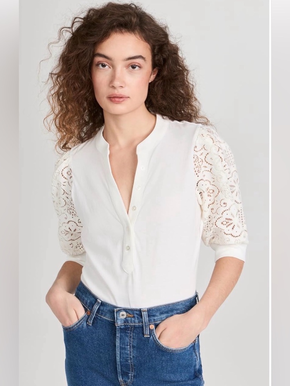 Veronica Beard Coralee Top, off white, S Like New